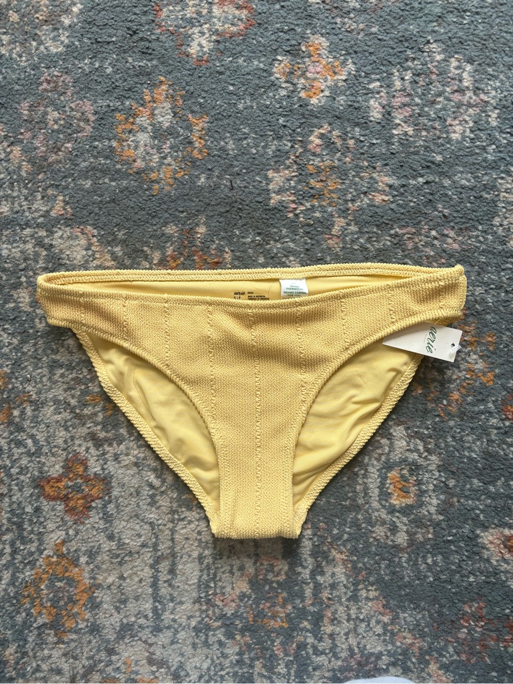 aerie Yellow Ribbed Bikini Bottoms